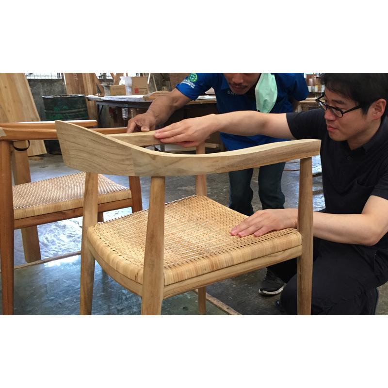ラタンチェア　チーク無垢材 ダイニングチェア 椅子 ラタン 籐 おしゃれ デザインチェア 業務用