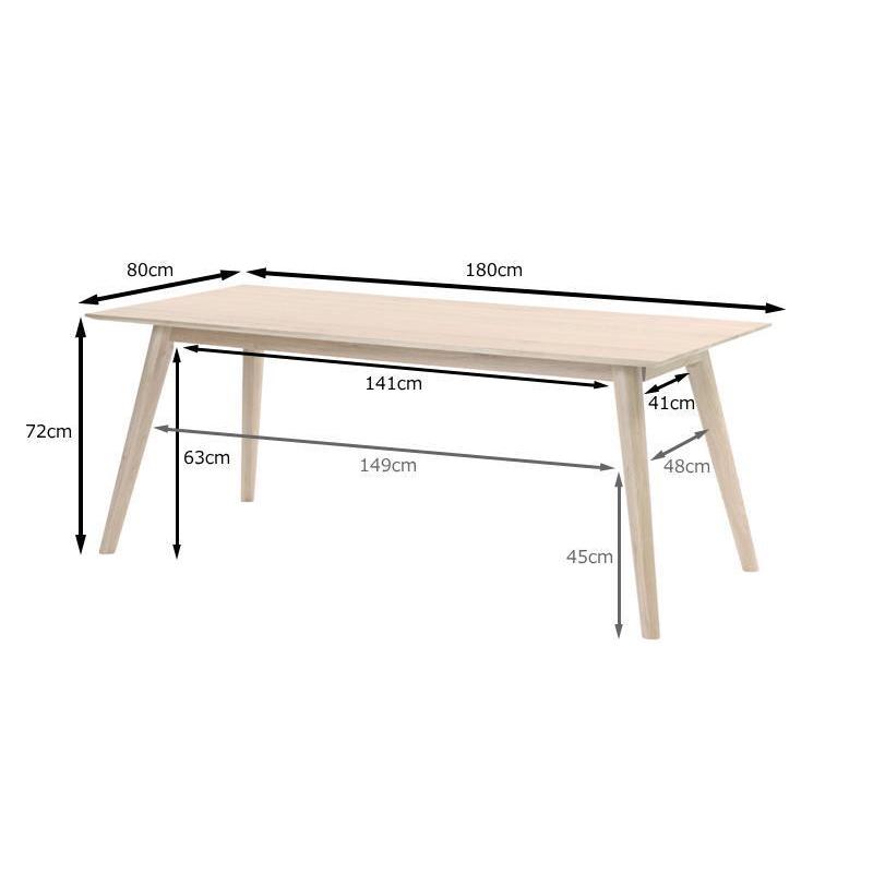 ダイニングテーブル 180cm 木製 無垢材 ホワイトオーク テーブル単品 6