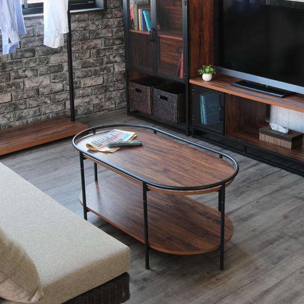 アイアン　リビングテーブル　センターテーブル　楕円　オーバル　おしゃれ リビングテーブル おしゃれ 楕円形 オーバル センターテーブル 幅100cm