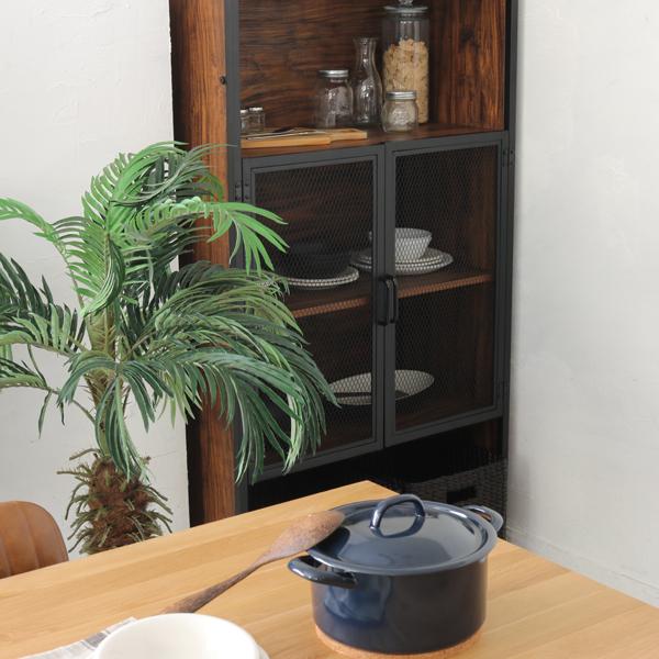 在庫あり　即納　キャビネット　棚　ダーク　ブラック　キッチン　リビング　天然木 hotaru キッチンキャビネット キッチン ダーク ブラック 食器棚