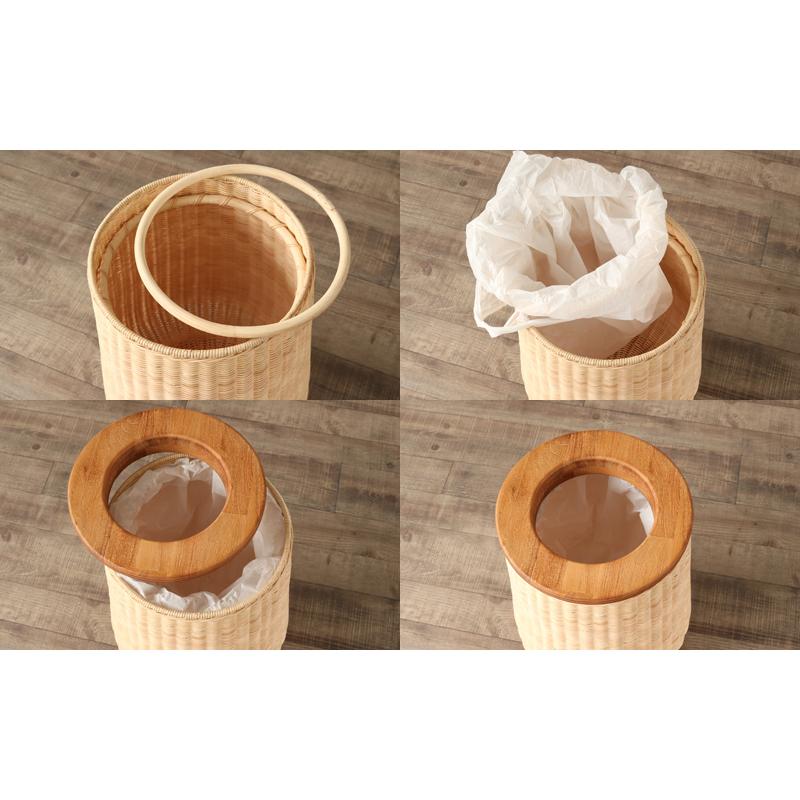 ラタン ゴミ箱 ダストボックス 袋が見えない 籐 おしゃれ スリム 32cm