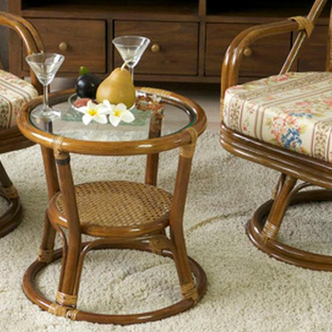 サイドテーブル ラタン 籐 丸型 円形 リビングテーブル おしゃれ