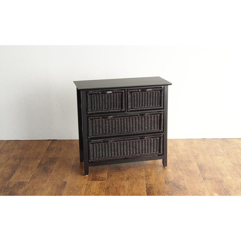 ラタン チェスト タンス 3段 アンティーク おしゃれ 幅80