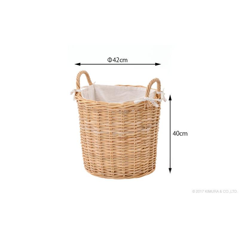 ラタン ランドリー バスケット 洗濯カゴ 42cm 籐 おしゃれ カゴ 取っ手