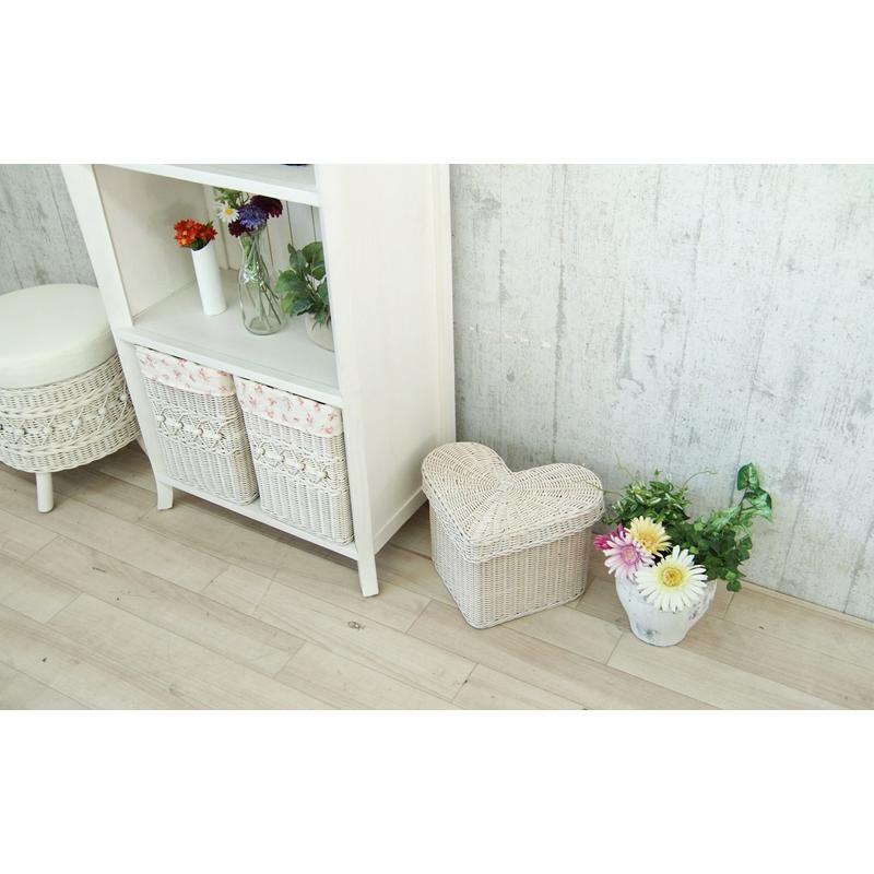 バスケット 収納 かご カゴ フタ付き 蓋付き ハート型 ハート ラタン