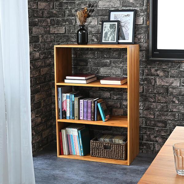 オープンラック 3段タイプ ワックス仕上げ リビング 収納 棚 本棚 隙間