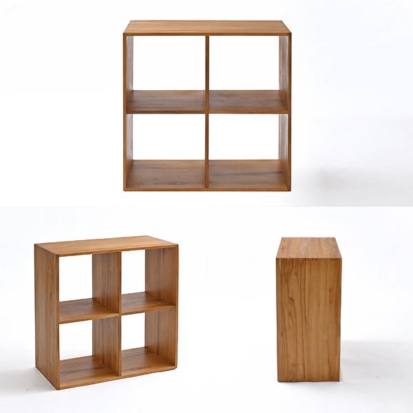 オープンラック 2段タイプ ワックス仕上げ リビング 収納 棚