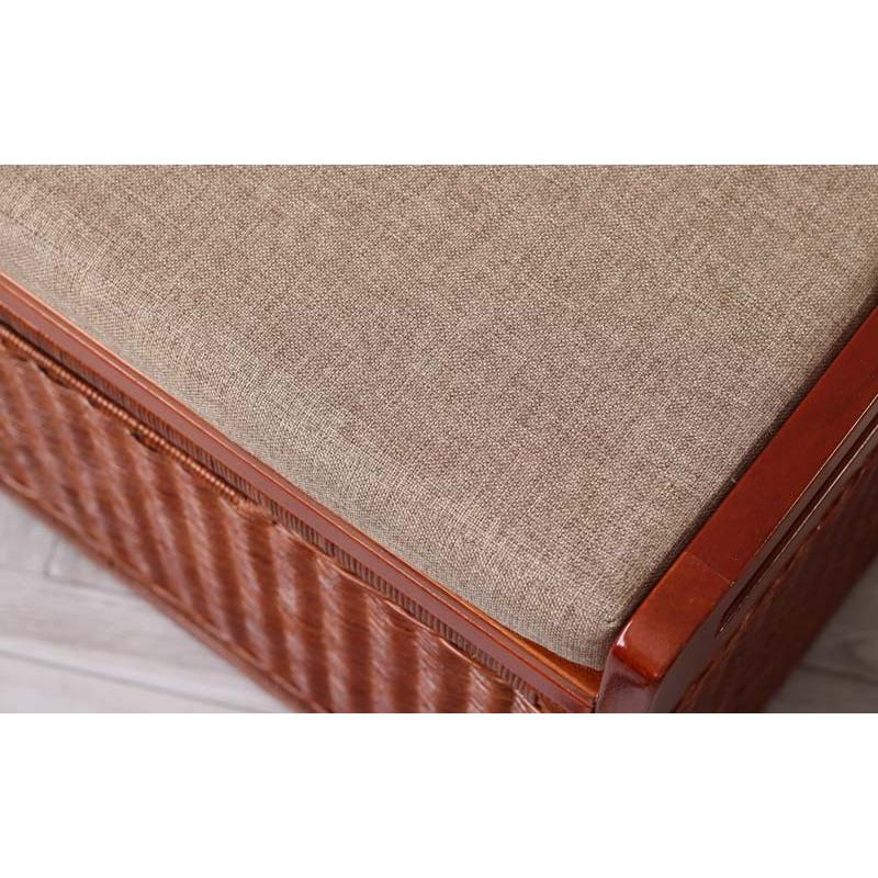 ラタンベンチ 収納 椅子 籐 おしゃれ バスケット クッション