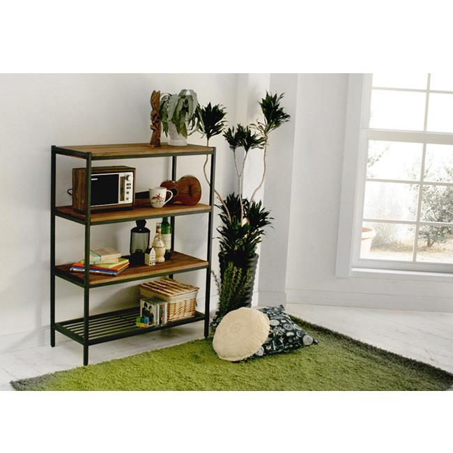 オープンラック 4段 書棚 収納 棚 飾り棚 オープン シェルフ 天然木