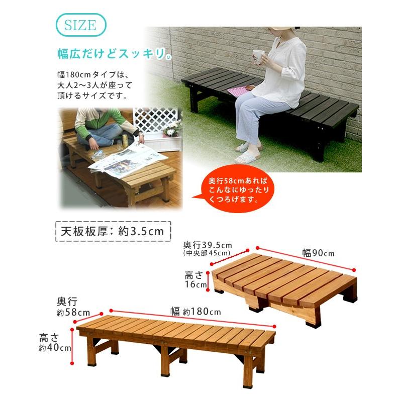 ウッドデッキ セット 縁台 木製 天然木 おしゃれ DIY えんだい ベランダ 木目 幅 180 奥行 58 ステップセット デッキ縁台 カフェテラス 縁側 台 ガーデン 庭