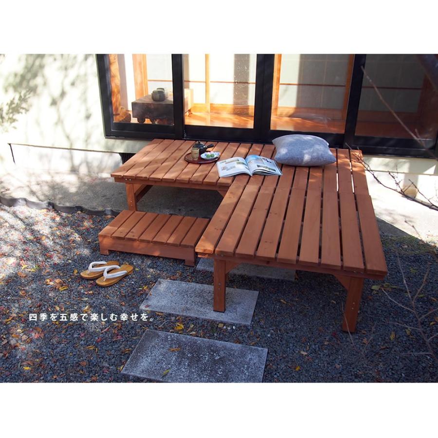 ウッドデッキ 縁台 天然木 木製 屋外 3点 セット ベンチ DIY 庭