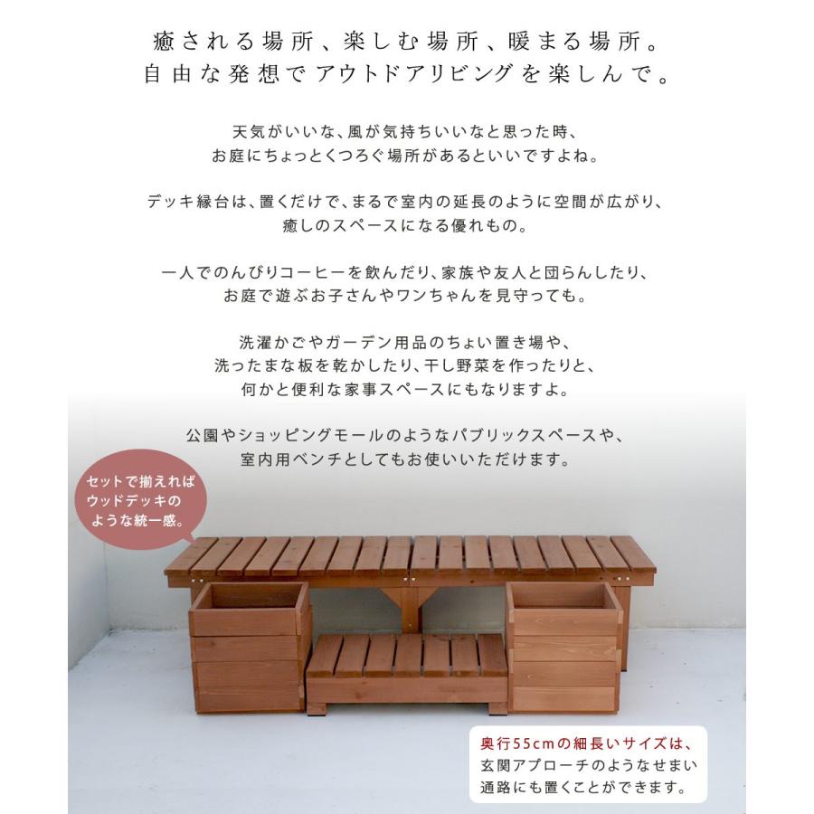ウッドデッキ 縁台 天然木 木製 屋外 プランターセット ベンチ DIY 庭
