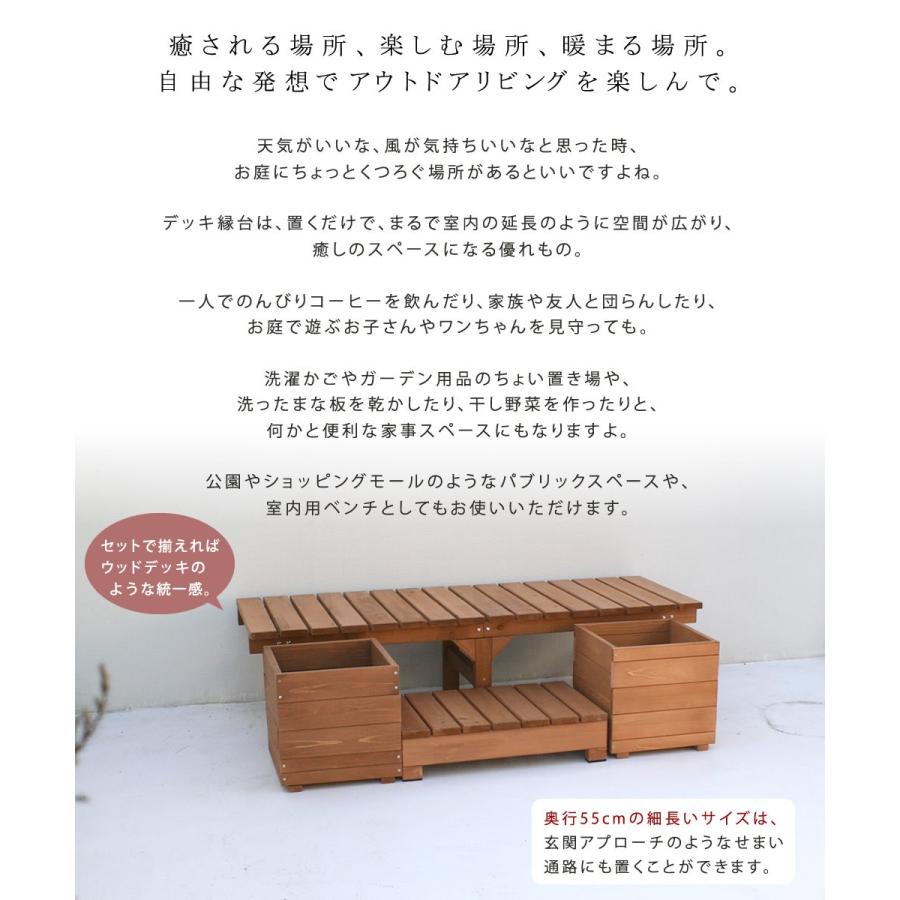 ウッドデッキ 縁台 天然木 木製 屋外 プランターセット ベンチ DIY 庭