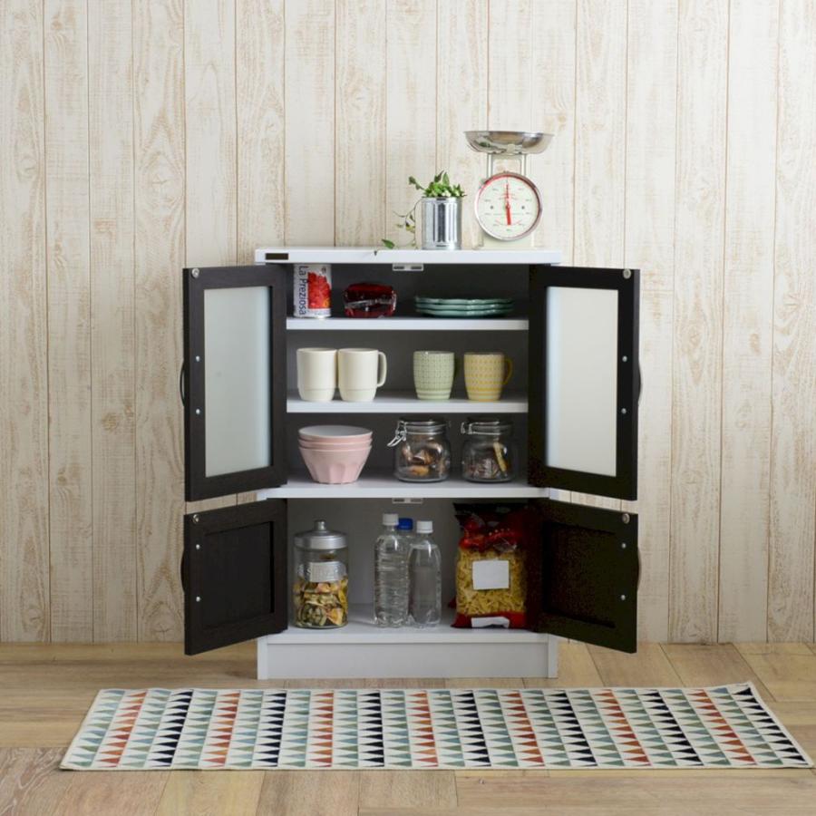 食器棚 おしゃれ カフェ ワンルーム ツートン 高さ Cm 北欧 カップボード 幅 58cm キャビネット キッチン 収納 ガラス扉 一人暮らし 新生活 Sancota Interior 通販 Paypayモール