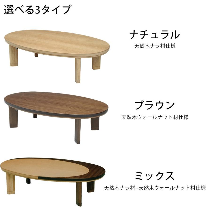 楕円 形 こたつ 国産 日本製 120×80cm 天然木 ナラ ウォールナット