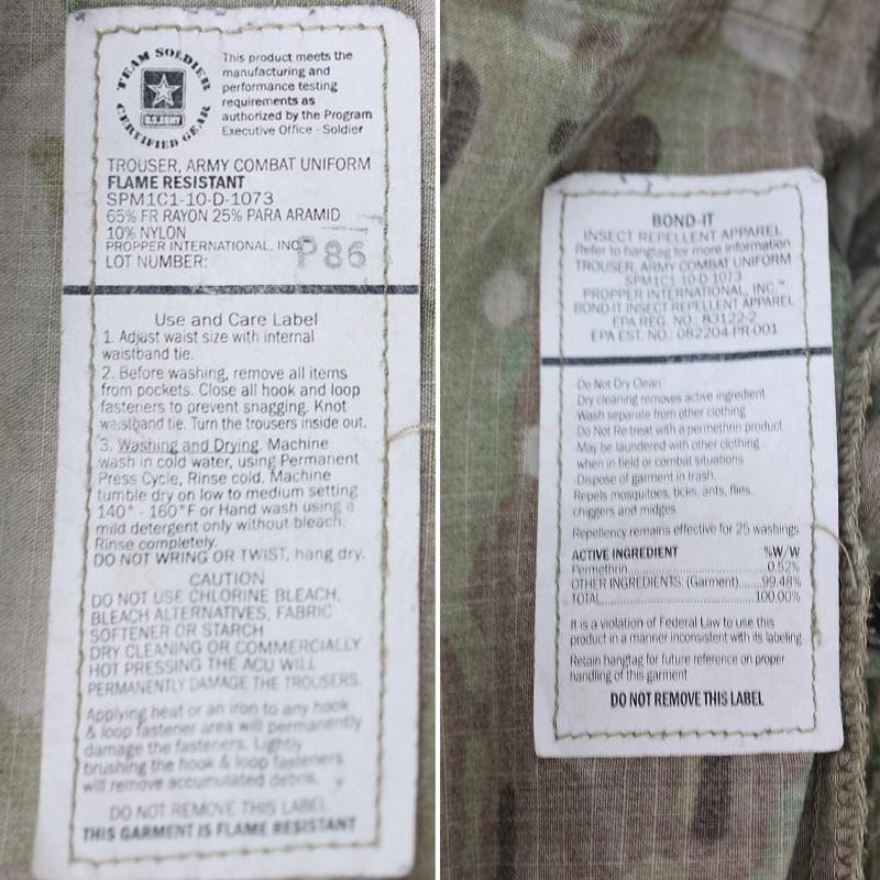 US. Army コンバットパンツ 難燃・防虫生地 [マルチカム]《実物・USED
