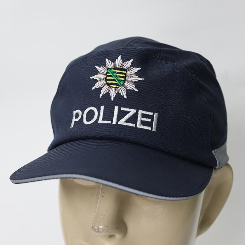 ドイツ警察. POLIZEIロゴ入りキャップ 濃紺 [ザクセン州]《納品用・未