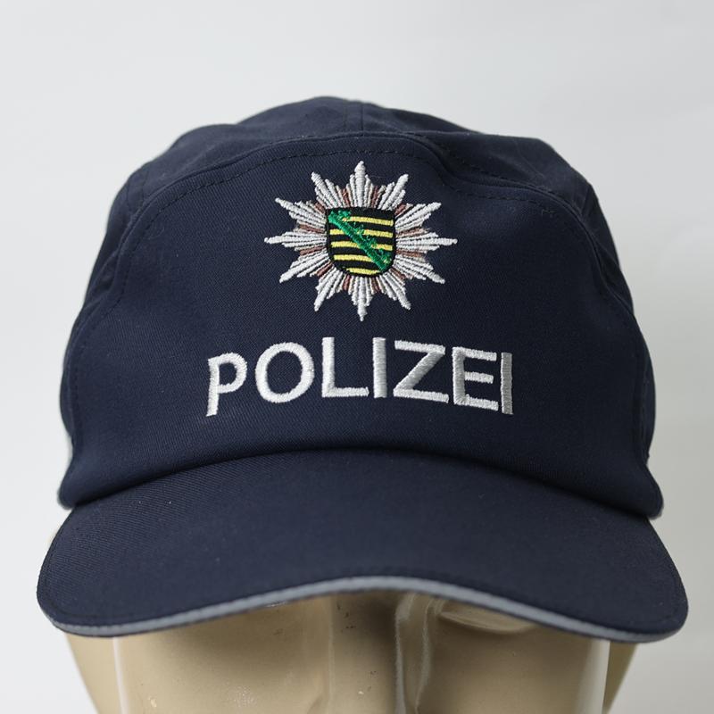 ネイビー 警察帽子 エンブレム付き ドイツ警察. POLIZEIロゴ入りキャップ 濃紺 [ザクセン州]《納品用・未