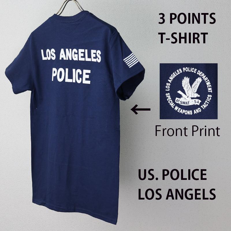 US. POLICE Tシャツ[LOS ANGELES POLICE] (ネイビー/白) アメリカ