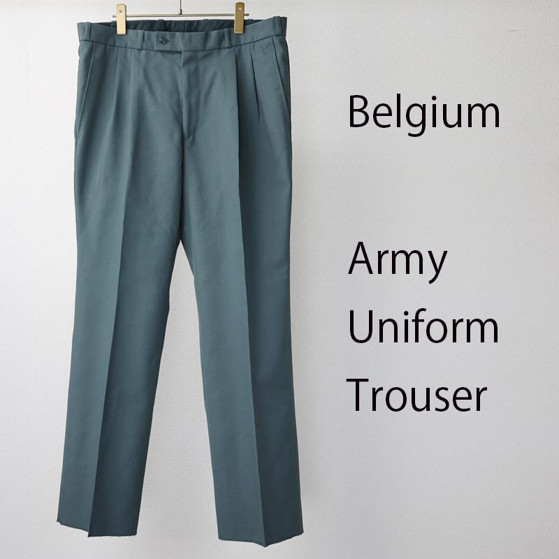 最小サイズ40s/US NAVY/サルベージパンツ/後染め /グリーン ベルギー軍. 陸軍制服用スラックス《実物・新品(未使用品)》軍モノ