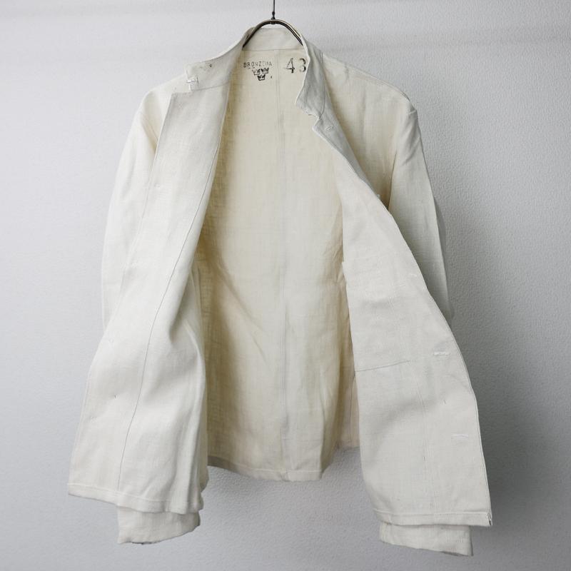 スウェーデン軍. 白・作業用ジャケット[麻生地タイプ]《実物・新品(未