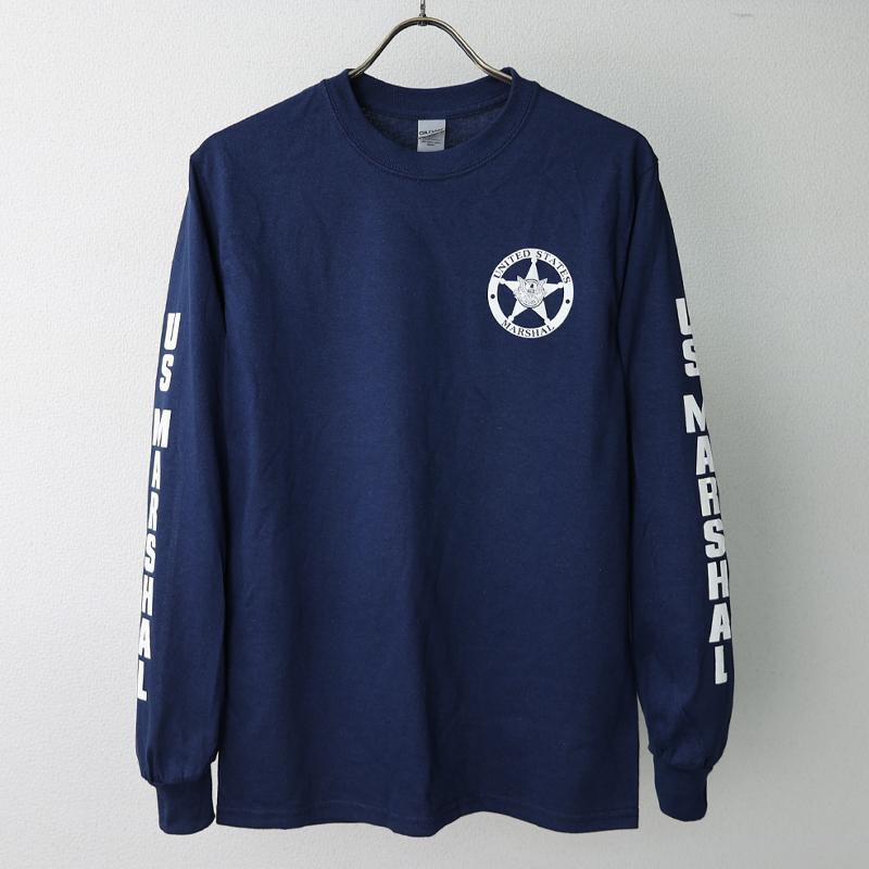 US. ポリス系ロングスリーブTシャツ[MARSHAL] (ネイビー) アメリカ 
