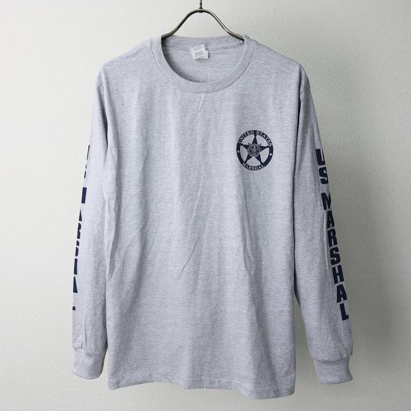 US. ポリス系ロングスリーブTシャツ[MARSHAL] (スノーグレー)アメリカ 