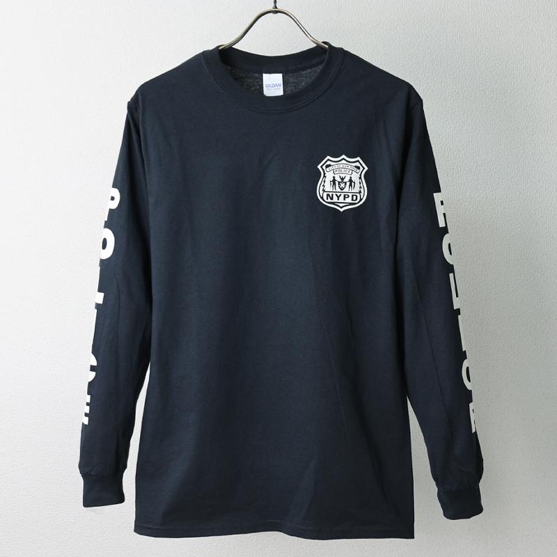 US.ポリス系ロングスリーブTシャツ[ニューヨークポリス] (ブラック