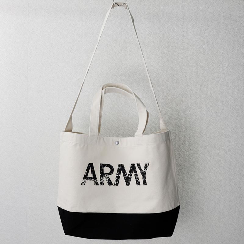 ホワイト迷彩トートバッグ ARMY Print ヘヴィー キャンバス スイッチングトートバッグ US