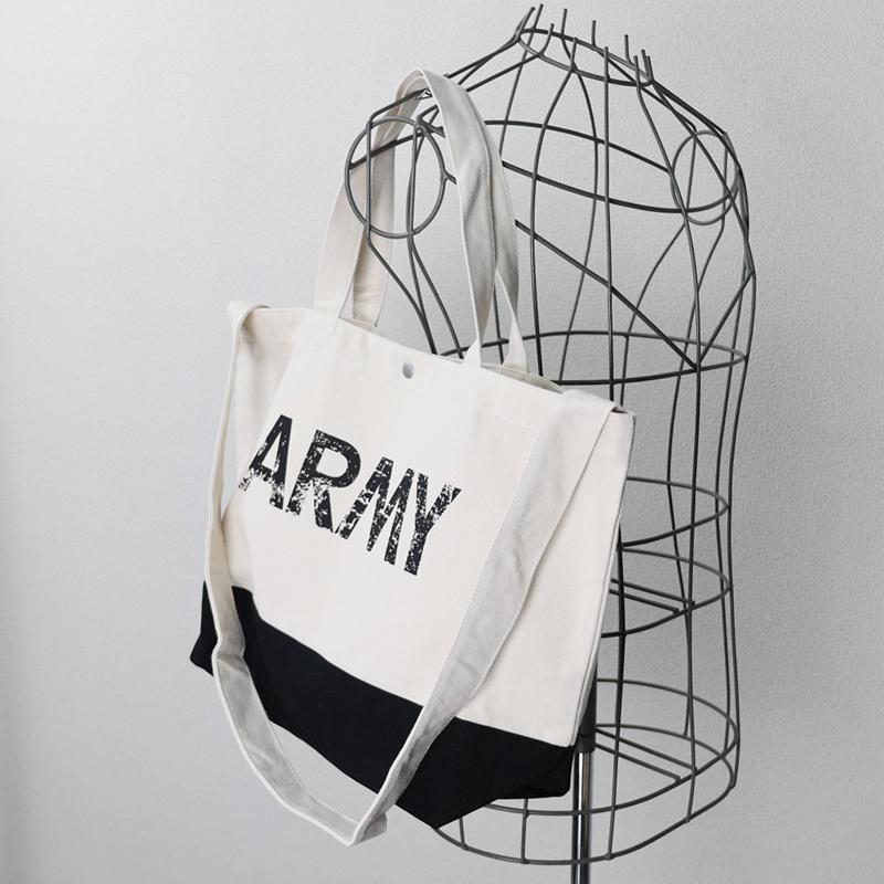 ARMY Print ヘヴィー キャンバス スイッチングトートバッグ US
