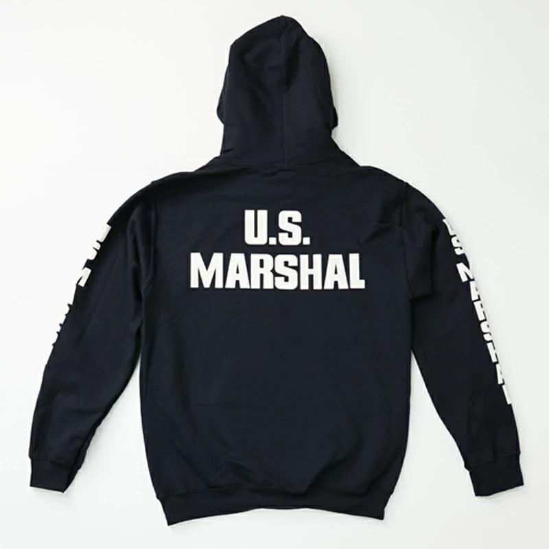 US ポリス系プリント入りパーカー[MARSHAL] (ブラック) : ミリタリー