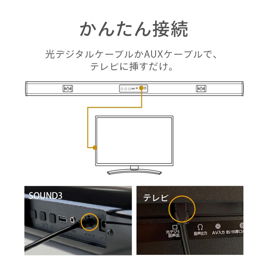 サウンドバー スピーカー Bluetooth テレビスピーカー ホームシアター  シアターバー 壁掛け 高音質 テレビ ワイヤレス iPhone FunLogy SOUND3｜sandlot-books｜12