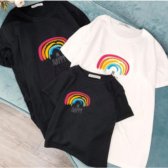 夏親子ペアルックｔシャツ 半袖虹プリント パパママ家族お揃いペル 子供ｔシャツ 男女兼用カップルペア 親子コーデ 夏海旅行美品 二枚送料無料 サンドリスオンライン 通販 Yahoo ショッピング