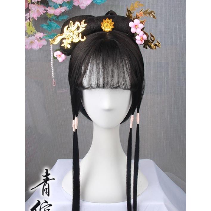中華風ハロウィン仮装コスプレウイッグ 子供大人漢服唐装用かつら チャイナ風舞台道具 古代髷まげ髪飾り付 紅楼夢コスプレ髪飾り付かつら二点送料無料 192 サンドリスオンライン 通販 Yahoo ショッピング