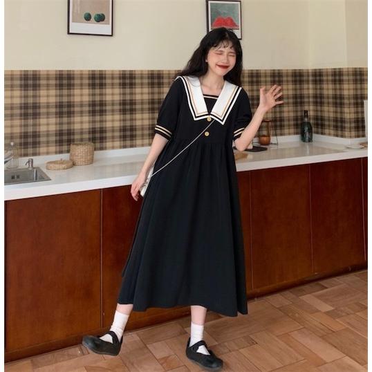 グランドセール 着痩せ Aライン ロング丈スカート 夏服 半袖 黒 メイド服 少女 ワンピース レディースロリータ風 可愛い 全店2点送料無料 通学同窓会 イベント ゴシック ロリータ服 サイズ F Www Sustentec Com Br