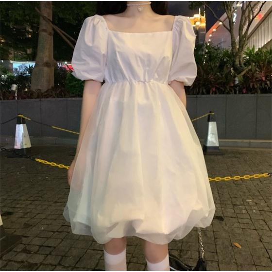 レディース ワンピース 白 可愛い風ロリータワンピース レトロワンピース ショート 半袖ワンピ フレア 森ガール 体型カバー ゆったり 全店2点送料無料 サンドリスオンライン 通販 Yahoo ショッピング