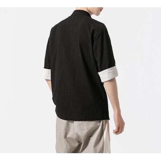 チャイナカラー 半袖 リネン シャツ メンズ カジュアルシャツ トップス 麻混 ナチュラル チャイナボダン 中華服 太極拳 服 ウェア 全店2点送料無料 Sag707 サンドリスオンライン 通販 Yahoo ショッピング