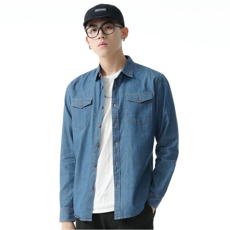 ファッション 単品購入可 メンズシャツ デニムシャツ カジュアルシャツ 長袖シャツ メンズトップス ウォッシュブルー シャツ コットン デニム 無地 3色 春 秋 全店2点送料無料 41siifyr2i Www Slnb In