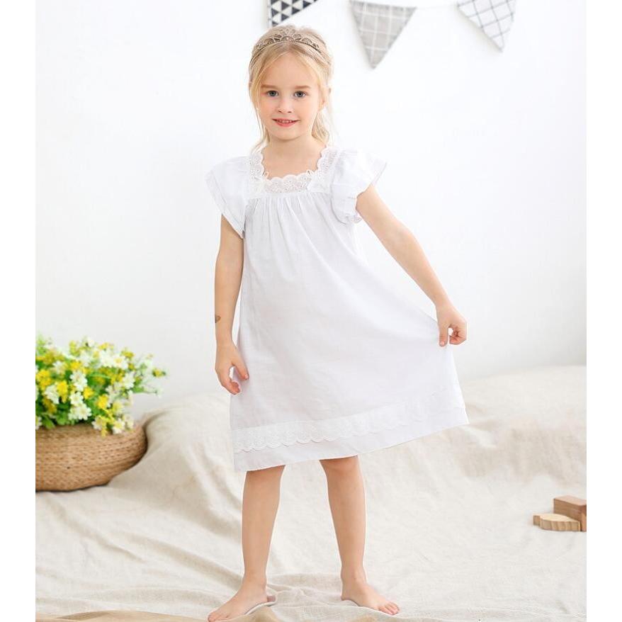 子供パジャマ お姫風ネグリジェ 女の子パジャマ 膝丈ワンピ 天使風レースネグリジェ 綿生地パジャマ ノースリーブ 100 150 白 全店2点送料無料 Sand3963 サンドリスオンライン 通販 Yahoo ショッピング