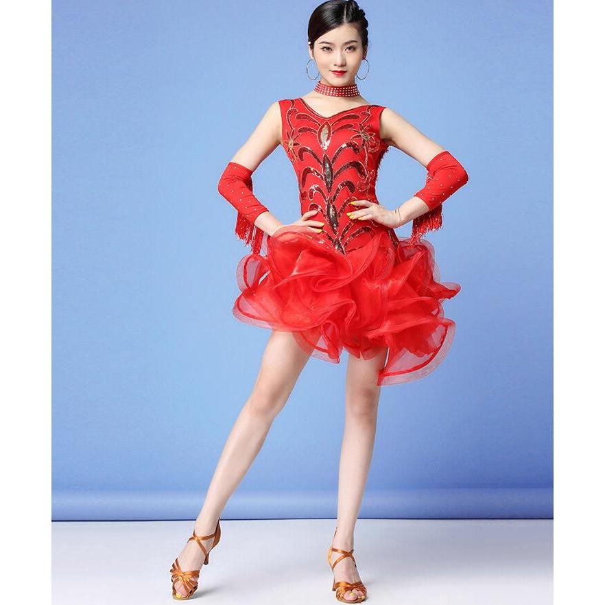 ダンスドレス ラテンダンス衣装 スパンコールドレス 社交ダンス衣装 ノースリーブ ダンス競技 モダンダンス ダンスウエア 赤 黒 3点セット Sand4270 サンドリスオンライン 通販 Yahoo ショッピング