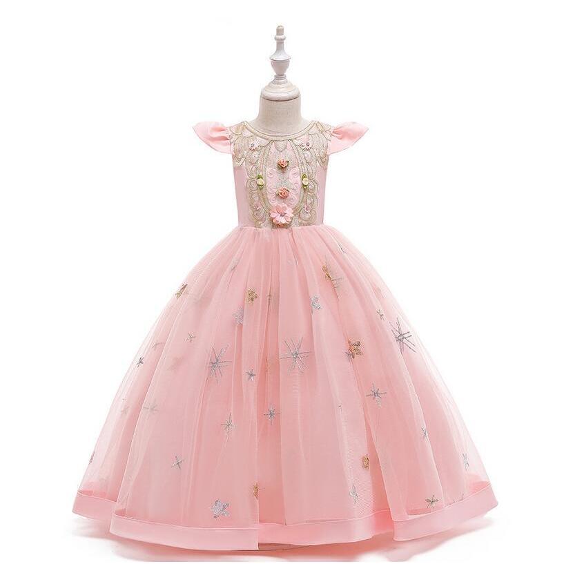 プリンセスドレス 女の子ドレス 子供用 マキシドレス キッズドレス お姫様ワンピース フォーマルドレス 花飾り 舞台劇 お姫様衣装 ステージ 演奏会 100 160 5色 Sand4713 サンドリスオンライン 通販 Yahoo ショッピング