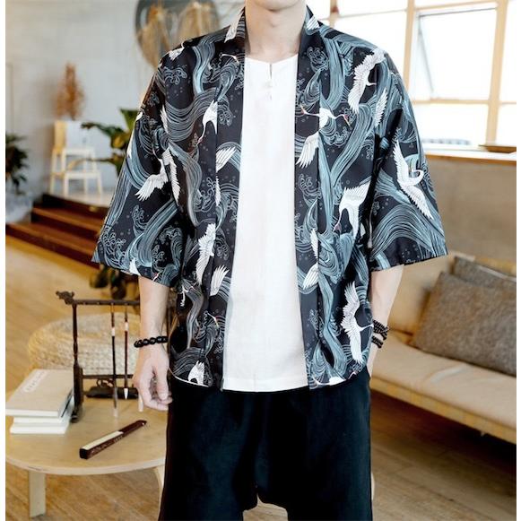 新品 トップス ジャケット メンズ メンズ浴衣 おしゃれ 浴衣風甚平 羽織 メンズ 着物 7分袖 カーディガン 夏トップス 甚平 浴衣風 ジャケット アウター 鶴柄 はおり カジュアル ゆったり 男性 おしゃれ 全店2点送料無料 Www Threeriversofs Com
