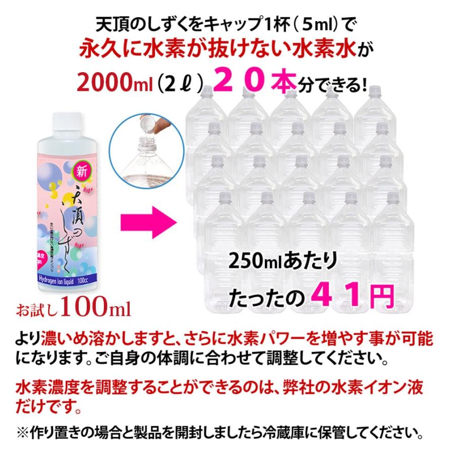 超高濃度水素イオン液【500ppm】300cc 送料無料 超濃縮タイプ 水素が