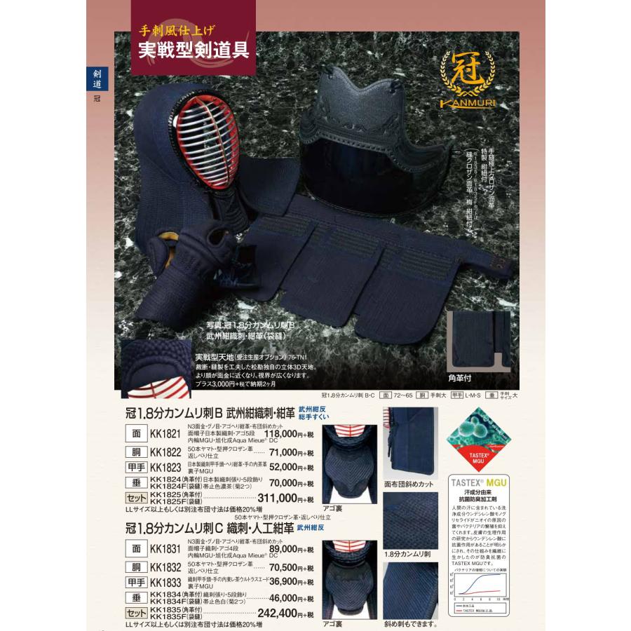 松勘工業 冠1.8分カンムリ刺B 武州紺織刺・紺革 防具セット (一般用