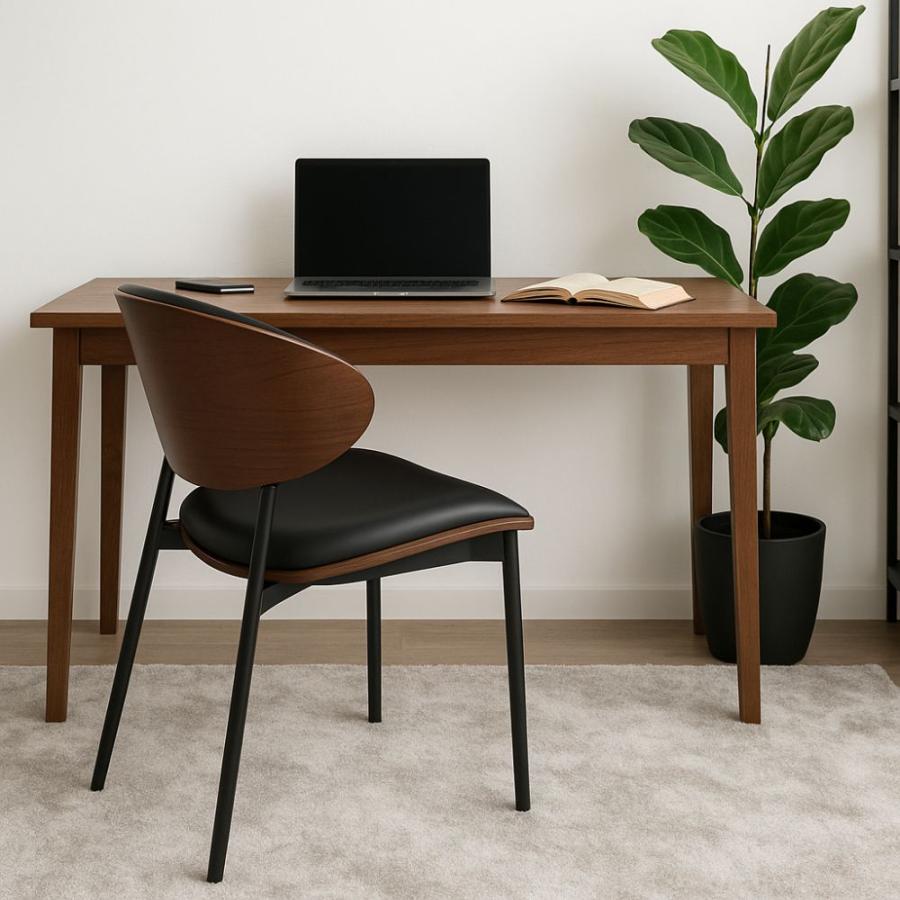 ダイニングチェア 4脚セット PUレザー ウォールナット 北欧モダン 椅子