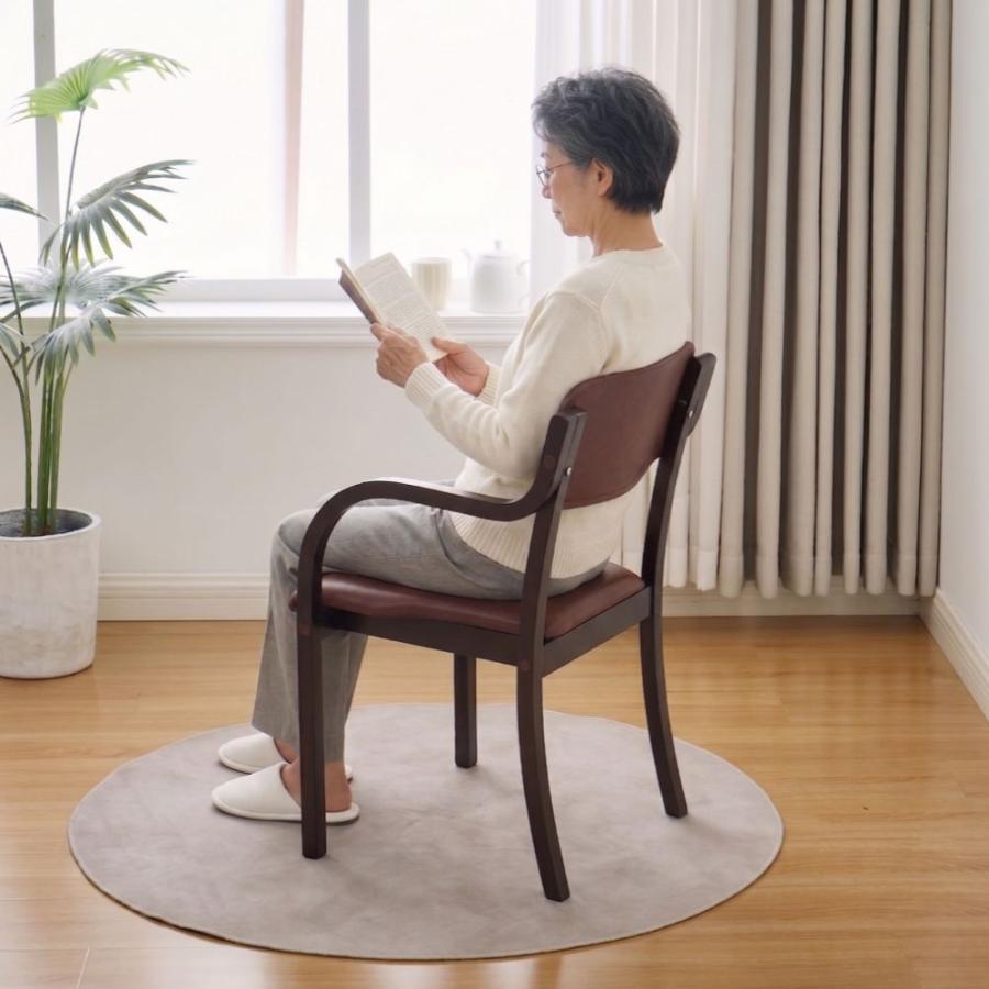ダイニングチェア 肘付き ブラウン脚 簡単組立 椅子 介護椅子 イス スタッキング チェア 木製 肘付 おしゃれ 耐荷重150kg 座面高 38cm 45cm 玄関 施設 病院 店舗_6