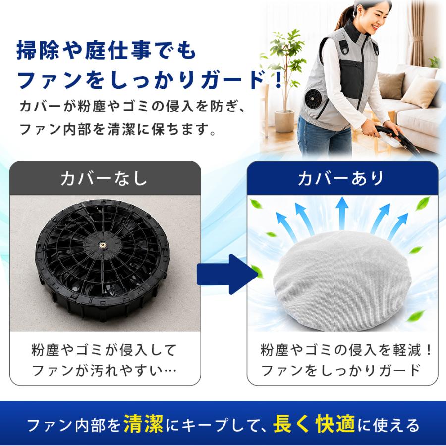 空調服 ファン 12V 防塵カバー セット 高出力 薄型 ベスト対応 交換用