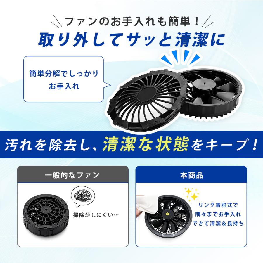 空調服 ファン 12V 交換用 2個セット ケーブル付き 作業服ファン 空調