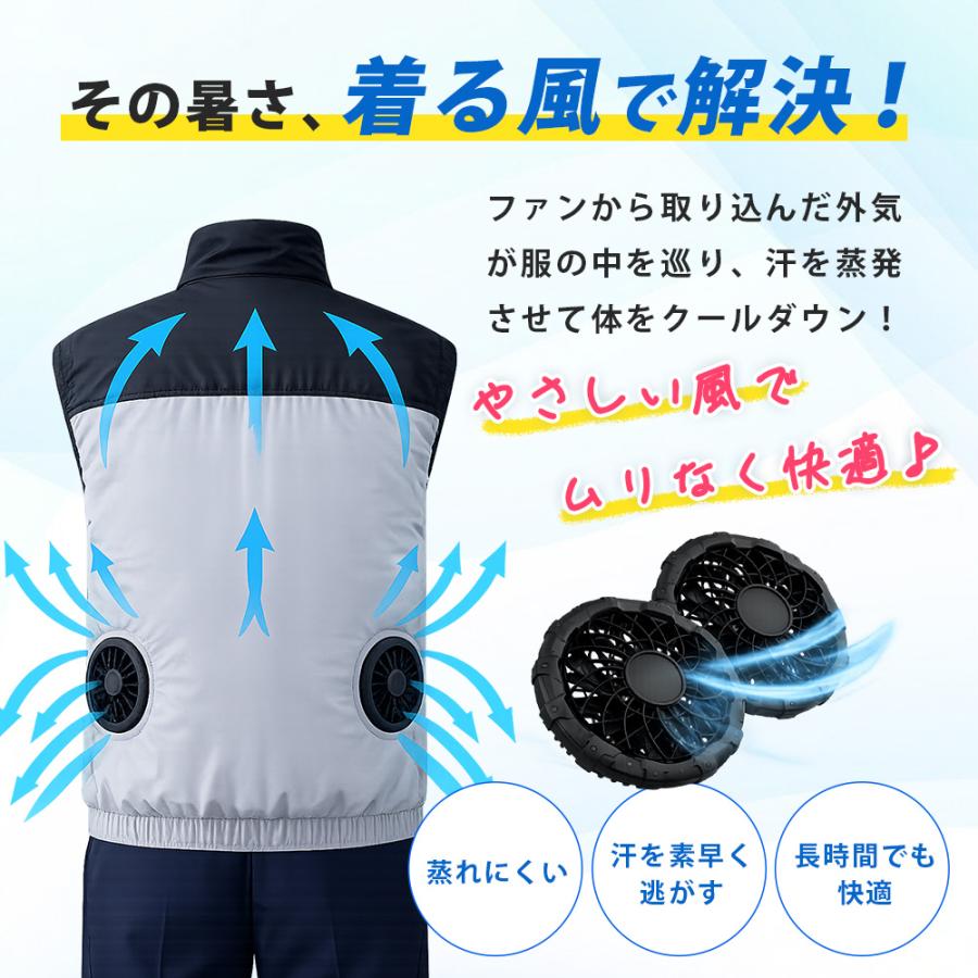 空調服 ファン 12V リモコン付き 2個セット USBケーブル付属 3段階風量