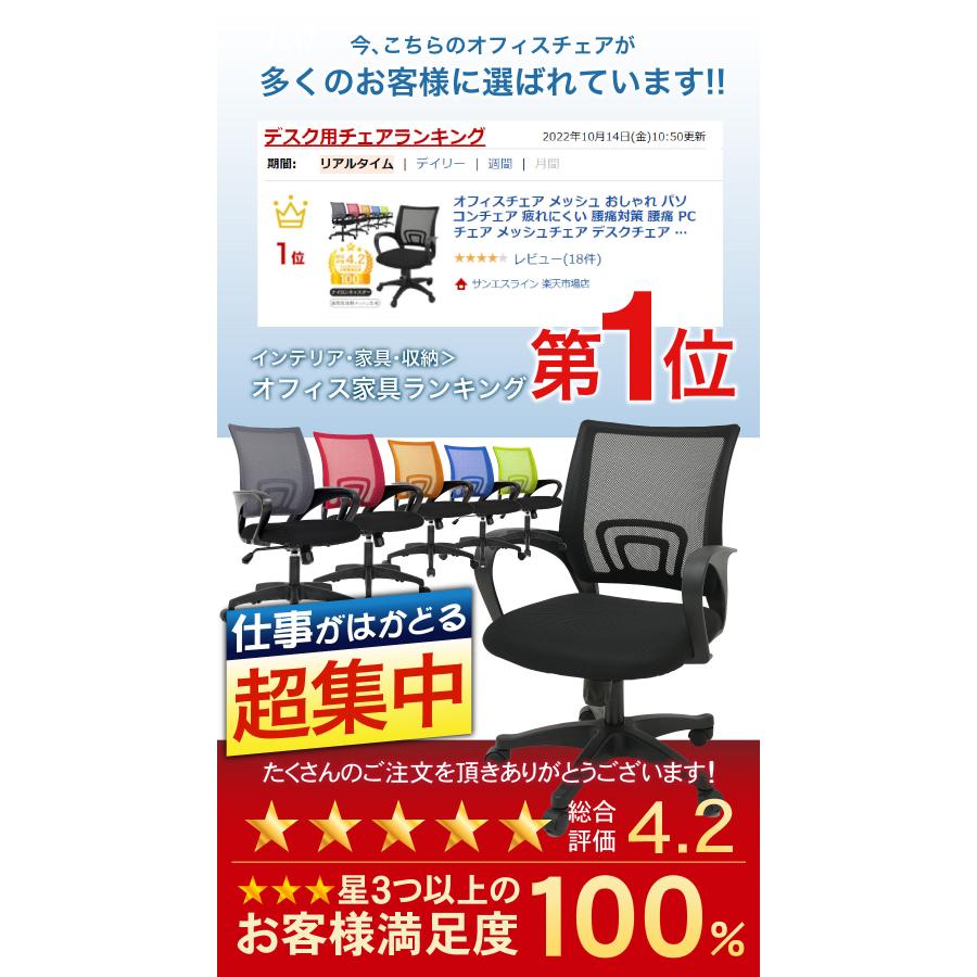 ランキング1位／1年保証 デスクチェア オフィス 疲れにくい メッシュ